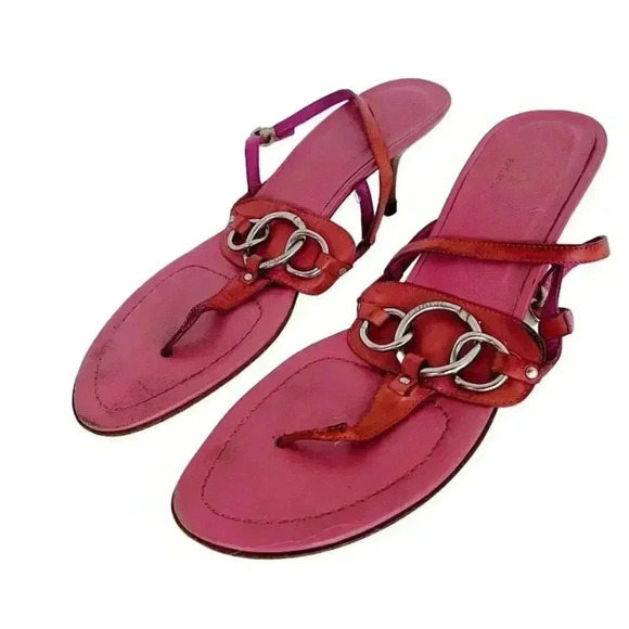 Coach Y2K Vintage Pink Leather Strappy Sandal Kitten Heels Pumps Women's Size 9 - Picture 2 of 12